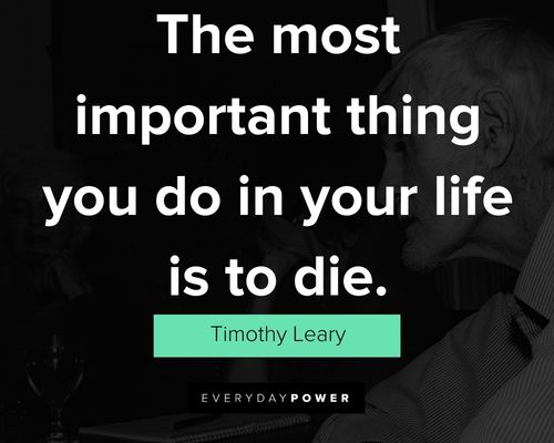 Timothy Leary quotes on the most important thing you do in your life is to die