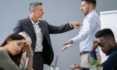 Male dominance Boss dominating employee office workplace